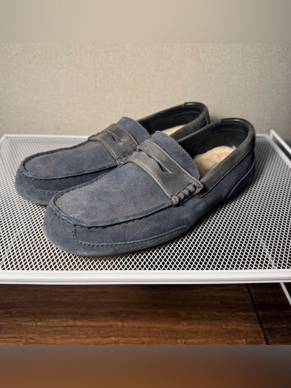 UGG Tucker Driving Penny Loafers Mens Size 9 Blue Nubuck Slip On Shoes (1008831)